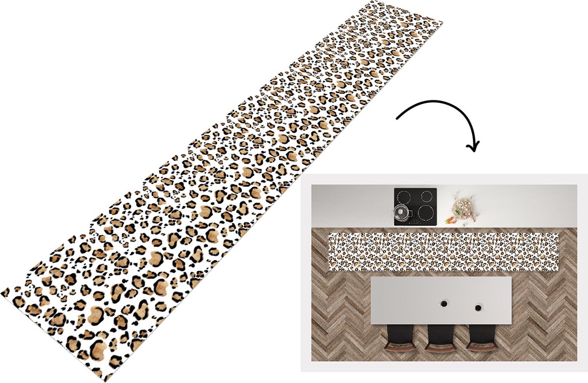 KitchenYeah Keukenloper - Keukenmat - Panterprint - Bruin - Patronen - Keuken vloerkleed Multicolor