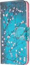 Blauw roze bloemen book case hoesje Telefoonhoesje geschikt voor Samsung Galaxy A53