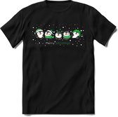 Merry Christmas Sneeuwpop - T-Shirt - Dames - Bottle Groen - Maat S