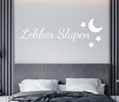 Stickerheld - Muursticker Lekker slapen - Slaapkamer - Droom zacht - Sweet dreams - Nederlandse Teksten - Mat Wit - 55x155.1cm