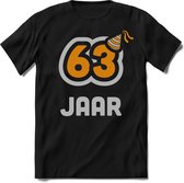 63 Jaar Feest kado T-Shirt Heren / Dames - Perfect Verjaardag Cadeau Shirt - Goud / Zilver - Maat L