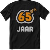 65 Jaar Feest kado T-Shirt Heren / Dames - Perfect Verjaardag Cadeau Shirt - Goud / Zilver - Maat M