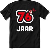 76 Jaar Feest kado T-Shirt Heren / Dames - Perfect Verjaardag Cadeau Shirt - Wit / Rood - Maat 7XL