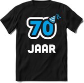 70 Jaar Feest kado T-Shirt Heren / Dames - Perfect Verjaardag Cadeau Shirt - Wit / Blauw - Maat M