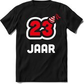 23 Jaar Feest kado T-Shirt Heren / Dames - Perfect Verjaardag Cadeau Shirt - Wit / Rood - Maat S