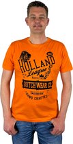 Oranje Heren T-Shirt - Holland League  -  Voor Koningsdag - Holland - Formule 1 - EK/WK Voetbal - Maat L