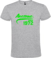 Grijs T-shirt ‘Awesome Sinds 1972’ Neon Groen Maat XS