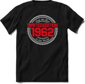 1962 Limited Edition | Feest Kado T-Shirt Heren - Dames | Zilver - Rood | Perfect Verjaardag Cadeau Shirt | Grappige Spreuken - Zinnen - Teksten | Maat 3XL