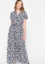 LOLALIZA Maxi bloemenjurk - Marine Blauw - Maat 36