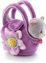 Trudi - Fashion Pets Kat Kitty in Fashion Bag (XS-29729) - Pluche knuffel - Ca. 15 cm (Maat XS) - Geschikt voor jongens en meisjes - Paars/Grijs/Wit