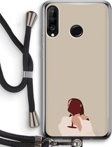 Case Company® - Huawei P30 Lite hoesje met Koord - I drink wine - Telefoonhoesje met Zwart Koord - Bescherming aan alle Kanten en Over de Schermrand