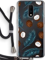 Case Company® - OnePlus 7 hoesje met Koord - Kokosnoot - Telefoonhoesje met Zwart Koord - Bescherming aan alle Kanten en Over de Schermrand