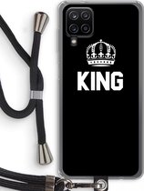 Case Company® - Samsung Galaxy A12 hoesje met Koord - King zwart - Telefoonhoesje met Zwart Koord - Bescherming aan alle Kanten en Over de Schermrand