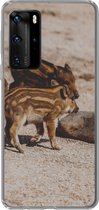 Geschikt voor Huawei P40 Pro hoesje - Baby - Zwijnen - Wild - Siliconen Telefoonhoesje