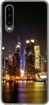 Geschikt voor Huawei P30 hoesje - New York - Skyline - Kleuren - Siliconen Telefoonhoesje