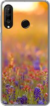 Geschikt voor Huawei P30 Lite hoesje - Bloemen - Goud - Zon - Siliconen Telefoonhoesje