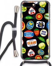 Case Company® - iPhone 8 Plus hoesje met Koord - Fruitsticker - Telefoonhoesje met Zwart Koord - Extra Bescherming aan alle Kanten en Over de Schermrand