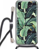 Case Company® - iPhone XS Max hoesje met Koord - Bananenbladeren - Telefoonhoesje met Zwart Koord - Extra Bescherming aan alle Kanten en Over de Schermrand