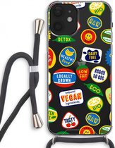 Case Company® - iPhone 12 hoesje met Koord - Fruitsticker - Telefoonhoesje met Zwart Koord - Extra Bescherming aan alle Kanten en Over de Schermrand