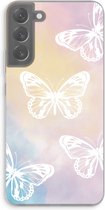 Case Company® - Samsung Galaxy S22 Plus hoesje - White butterfly - Soft Cover Telefoonhoesje - Bescherming aan alle Kanten en Schermrand