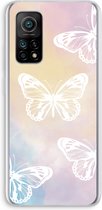 Case Company® - Xiaomi Mi 10T hoesje - White butterfly - Soft Cover Telefoonhoesje - Bescherming aan alle Kanten en Schermrand