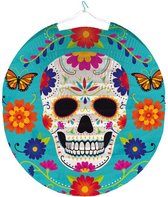 lampion Day Of The Dead 25 cm papier lichtblauw/wit