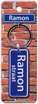 sleutelhanger straatnaam Ramon 9 cm staal blauw