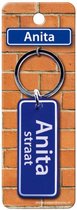 sleutelhanger straatnaam Anita 9 cm staal blauw