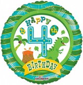 folieballon Happy 4th Birthday jongens 45,5 cm groen
