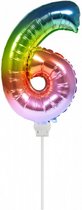 folieballon cijfer 6 regenboog 36 cm