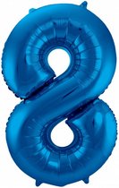 cijferballon 8 junior 86 cm folie blauw
