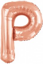 folieballon letter P 100 x 80 cm rosÃ©goud