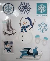 stickervel kerst 28,5 x 34,5 cm blauw/wit 9-delig