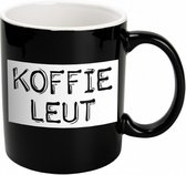 mok Black & White Koffieleut 330ml keramiek zwart