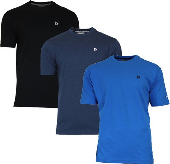 3-Pack Donnay T-shirt (599008) - Sportshirt - Heren - Black/Navy/Active Blue - maat L