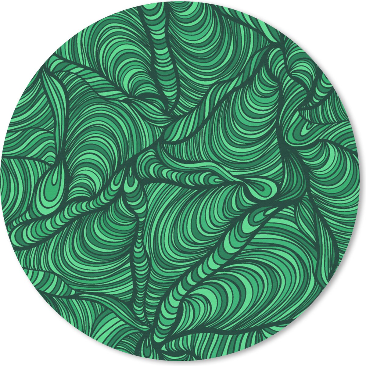 Muismat rond 30x30 cm - Mousepad Groen - Patroon - Zomer - Ronde muismatten