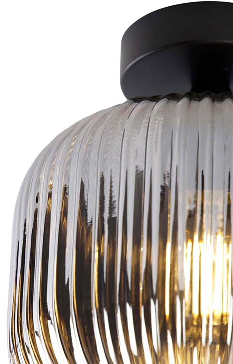QAZQA karel - Art Deco Plafondlamp - 1 lichts - Ø 200 mm - Zwart - Woonkamer | Slaapkamer | Keuken thumbnail 7