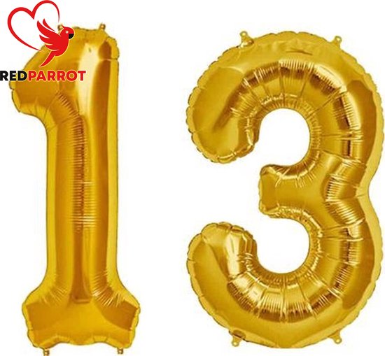 13 jaar | XXL Ballon 81 CM | verjaardag | verjaardagskado | Goud | Cijfer | Getal | Balon
