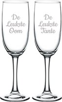 Gegraveerde Champagneglas 16,5cl De Leukste Tante-De Leukste Oom