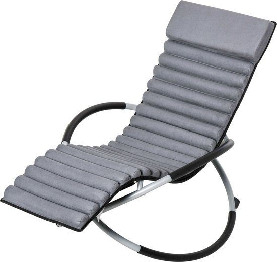 Outsunny Schommelstoel ergonomische tuinstoel schommelende ligstoel Texteline bolvormig grijs 84A-159