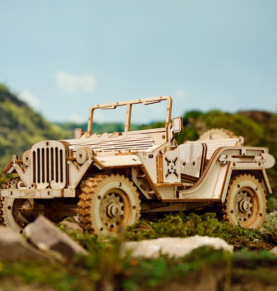 Robotime Modelbouwpakket Army Jeep 18,9 Cm Hout 369-delig — afbeelding 8