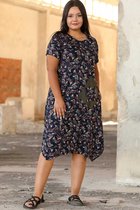 HASVEL-Groote maat A-symmetrischjurk-Met patroon jurk- Maat 3XL- Casual jurk- HASVEL-Plus Size A-symmetricdress-Patterned dress-Size 3XL-casual dress