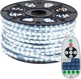 LED Strip Wit - 20 meter in een ROL - 220V - 5050 SMD - 60L/M - IP65 - Met IR 23 knops afstandsbediening