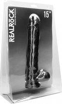 Realistic Cock - 15 Inch - With Scrotum - Black - Realistic Dildos black