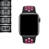 RipaWare Sport Watch bandje - Compatible met Apple - Silicone - 38, 40, 41mm - S/M - zwart / diep roze