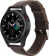 Leren bandje - Bandje leer donkerbruin - Geschikt voor Samsung Galaxy Watch 4 & Watch 4 Classic & Samsung Galaxy Watch 5 & Watch 5 Pro - Bandje voor smartwatches leer bruin