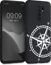 kwmobile telefoonhoesje compatibel met Xiaomi Redmi 9 - Hoesje voor smartphone in wit / zwart - Vintage Kompas design