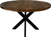 HSM Collection - Ronde eettafel Canberra - ø140x77 - Naturel/zwart - Mangohout/ijzer