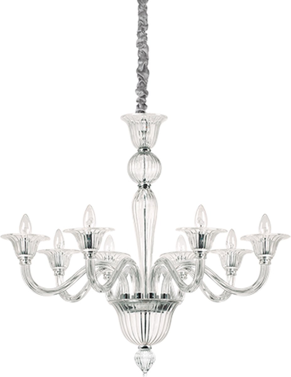 Ideal Lux - Brigitta - Hanglamp - Metaal - E14 - Transparant - Voor binnen - Lampen - Woonkamer - Eetkamer - Keuken