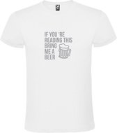 Wit  T shirt met  print van "If you're reading this bring me a beer " print Zilver size XXXL